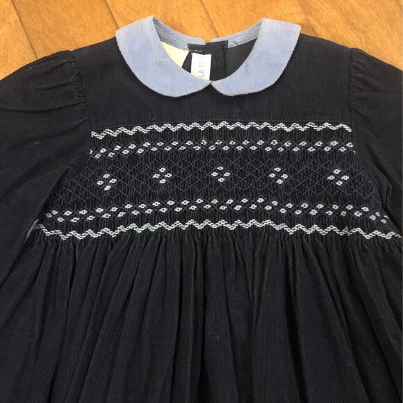 Vintage VIVE LA FÊTE Smocked navy & blue dress 2 year old - Picture 2 of 10